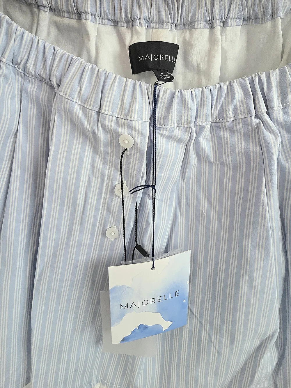 MAJORELLE Light Blue and White Striped Skirt Set with Lace Trim - Picture 9 of 10